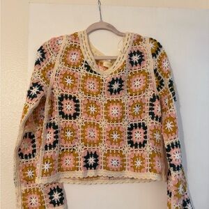 Crochet Floral Sweater
